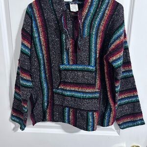 Vintage Multicolor Striped Women's Cowl Neck Sweater